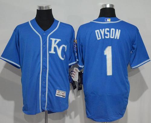 Royals #1 Jarrod Dyson Royal Blue Flexbase Authentic Collection Stitched MLB Jersey - Click Image to Close